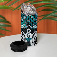 New Zealand Maori 4 in 1 Can Cooler Tumbler Poutama Pikorua - Single Twist Paua Shell