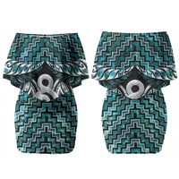 New Zealand Maori Couples Matching Off Shoulder Short Dress and Hawaiian Shirt Poutama Pikorua - Single Twist Paua Shell