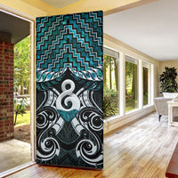 New Zealand Maori Door Cover Poutama Pikorua - Single Twist Paua Shell