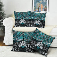 New Zealand Maori Pillow Cover Poutama Pikorua - Single Twist Paua Shell