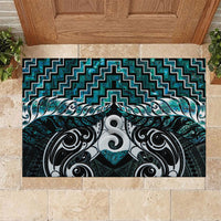 New Zealand Maori Rubber Doormat Poutama Pikorua - Single Twist Paua Shell