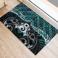 New Zealand Maori Rubber Doormat Poutama Pikorua - Single Twist Paua Shell