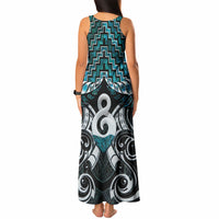 New Zealand Maori Tank Maxi Dress Poutama Pikorua - Single Twist Paua Shell