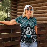 New Zealand Maori Women Polo Shirt Poutama Pikorua - Single Twist Paua Shell