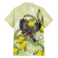 New Zealand Piwakawaka Fantail Bird Family Matching Puletasi and Hawaiian Shirt With Kowhai Flowers LT05 - Polynesian Pride