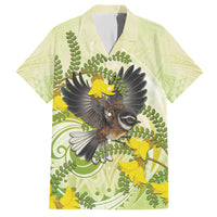 New Zealand Piwakawaka Fantail Bird Hawaiian Shirt With Kowhai Flowers LT05 Green - Polynesian Pride