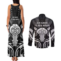 New Zealand Te Reo Maori Couples Matching Tank Maxi Dress and Long Sleeve Button Shirt Korero Maori Ai Au LT05 - Polynesian Pride