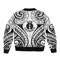 New Caledonia Day Bomber Jacket Polynesian Curves White Color - Polynesian Pride