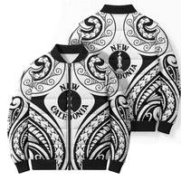 New Caledonia Day Bomber Puffer Jacket Polynesian Curves White Color - Polynesian Pride