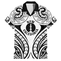 New Caledonia Day Family Matching Off Shoulder Short Dress and Hawaiian Shirt Polynesian Curves White Color - Polynesian Pride