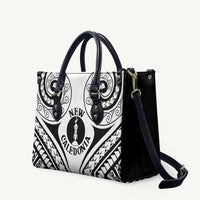 New Caledonia Day Leather Bag Polynesian Curves White Color - Polynesian Pride