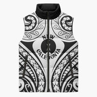 New Caledonia Day Sleeveless Puffer Jacket Polynesian Curves White Color - Polynesian Pride