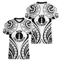 New Caledonia Day Women V-Neck T-Shirt Polynesian Curves White Color - Polynesian Pride