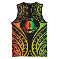 New Caledonia Day Basketball Jersey Polynesian Curves Reggae Color - Polynesian Pride