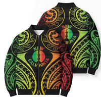 New Caledonia Day Bomber Puffer Jacket Polynesian Curves Reggae Color - Polynesian Pride