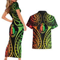 New Caledonia Day Couples Matching Short Sleeve Bodycon Dress and Hawaiian Shirt Polynesian Curves Reggae Color - Polynesian Pride