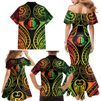 New Caledonia Day Family Matching Mermaid Dress and Hawaiian Shirt Polynesian Curves Reggae Color - Polynesian Pride