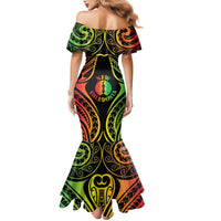 New Caledonia Day Family Matching Mermaid Dress and Hawaiian Shirt Polynesian Curves Reggae Color - Polynesian Pride