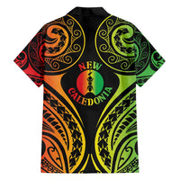 New Caledonia Day Family Matching Off Shoulder Short Dress and Hawaiian Shirt Polynesian Curves Reggae Color - Polynesian Pride