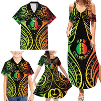 New Caledonia Day Family Matching Summer Maxi Dress and Hawaiian Shirt Polynesian Curves Reggae Color - Polynesian Pride