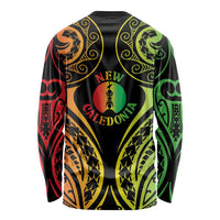 New Caledonia Day Long Sleeve Shirt Polynesian Curves Reggae Color - Polynesian Pride