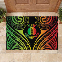 New Caledonia Day Rubber Doormat Polynesian Curves Reggae Color - Polynesian Pride