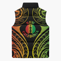 New Caledonia Day Sleeveless Puffer Jacket Polynesian Curves Reggae Color - Polynesian Pride