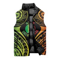 New Caledonia Day Sleeveless Puffer Jacket Polynesian Curves Reggae Color - Polynesian Pride