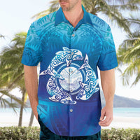 Marshall Islands Manit Day Hawaiian Shirt Tribal Dolphin With Marshall Seal - Polynesian Pride