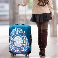 Marshall Islands Manit Day Luggage Cover Tribal Dolphin With Marshall Seal - Polynesian Pride