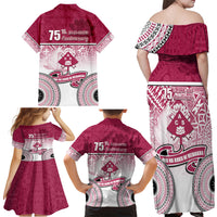 Adi Cakobau School Family Matching Off Shoulder Maxi Dress and Hawaiian Shirt 75th Anniversary LT05 - Polynesian Pride