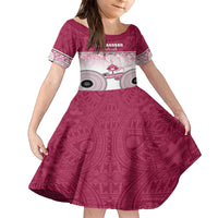 Adi Cakobau School Family Matching Off Shoulder Short Dress and Hawaiian Shirt 75th Anniversary LT05 Daughter's Dress Pink - Polynesian Pride