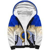 Personalized Ratu Kadavulevu School Sherpa Hoodie With Fijian Tapa Pattern LT05 Unisex Blue - Polynesian Pride