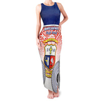 Personalized Marist Brothers High School Family Matching Tank Maxi Dress and Hawaiian Shirt With Fijian Tapa Pattern LT05 Mom's Dress Blue - Polynesian Pride