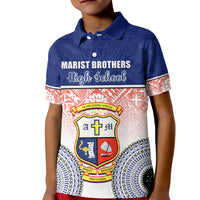 Personalized Marist Brothers High School Kid Polo Shirt With Fijian Tapa Pattern LT05 Kid Blue - Polynesian Pride
