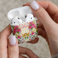 Hawaii Palaka AirPods Case Yellow Tribal Pattern With Tropical Flowers LT05 - Polynesian Pride