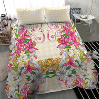 Hawaii Palaka Bedding Set Yellow Tribal Pattern With Tropical Flowers - Polynesian Pride