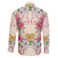 Hawaii Palaka Family Matching Off The Shoulder Long Sleeve Dress and Hawaiian Shirt Yellow Tribal Pattern With Tropical Flowers - Polynesian Pride