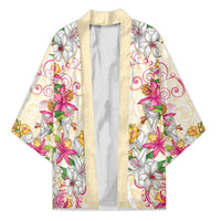 Hawaii Palaka Kimono Yellow Tribal Pattern With Tropical Flowers LT05 Unisex Yellow - Polynesian Pride