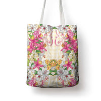 Hawaii Palaka Tote Bag Yellow Tribal Pattern With Tropical Flowers - Polynesian Pride