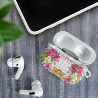 Hawaii Palaka AirPods Case White Tribal Pattern With Tropical Flowers - Polynesian Pride
