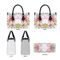 Hawaii Palaka Leather Bag White Tribal Pattern With Tropical Flowers - Polynesian Pride