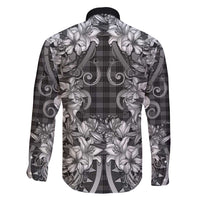 Hawaii Palaka Family Matching Off Shoulder Maxi Dress and Hawaiian Shirt Black Tribal Pattern With Tropical Flowers - Polynesian Pride