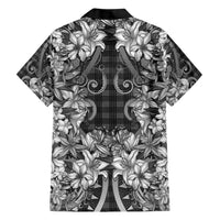 Hawaii Palaka Family Matching Short Sleeve Bodycon Dress and Hawaiian Shirt Black Tribal Pattern With Tropical Flowers - Polynesian Pride