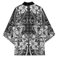Hawaii Palaka Kimono Black Tribal Pattern With Tropical Flowers LT05 - Polynesian Pride