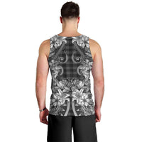 Hawaii Palaka Men Tank Top Black Tribal Pattern With Tropical Flowers - Polynesian Pride