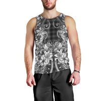 Hawaii Palaka Men Tank Top Black Tribal Pattern With Tropical Flowers - Polynesian Pride