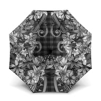 Hawaii Palaka Umbrella Black Tribal Pattern With Tropical Flowers - Polynesian Pride