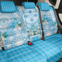 Hawaii Cyan Palaka Back Car Seat Cover With Tapa Pattern Tropical Flowers - Polynesian Pride