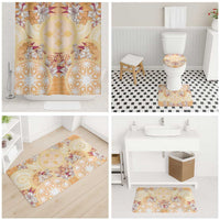 Hawaii Peach Palaka Bathroom Set With Tapa Pattern Tropical Flowers - Polynesian Pride